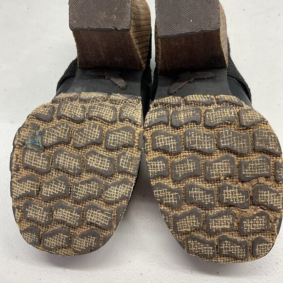 Women’s Vintage London Underground Chunky Wooden Clog booties Shoes Size 7 - Picture 9 of 10